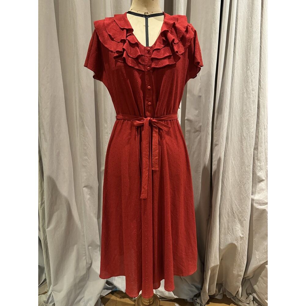 Vintage 70’s PBJ Ruffle Belted Dress M